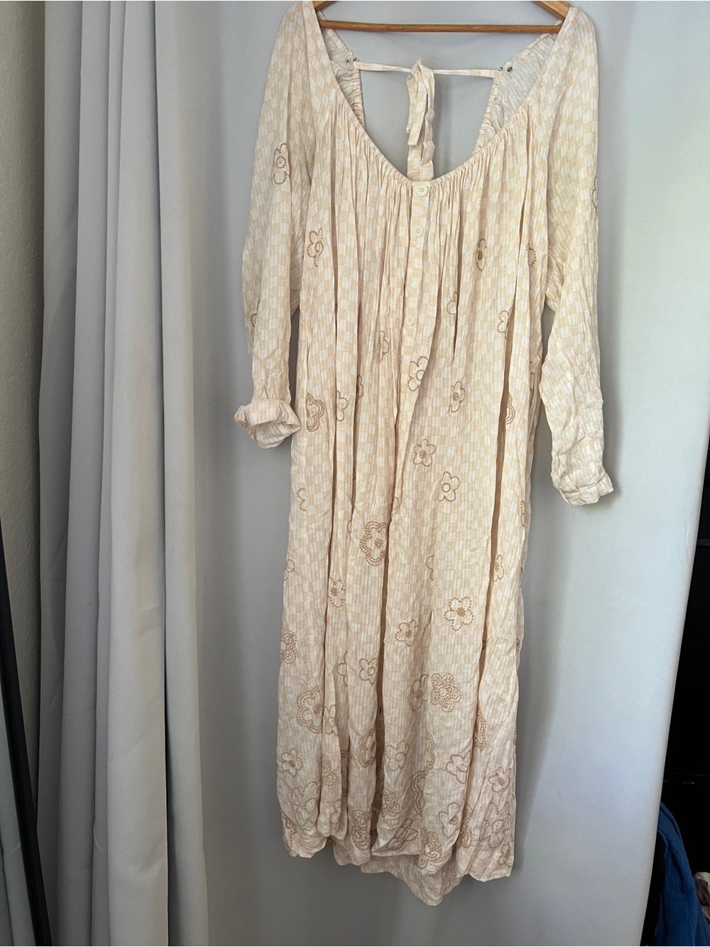 Urban Outfitters Cream Floral Peasant Maxi Dress